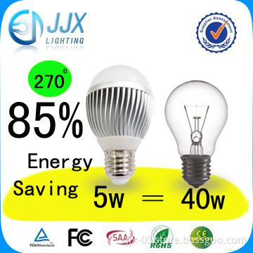 High quality e27 5w led bulbs Ra>80 500lm pure white